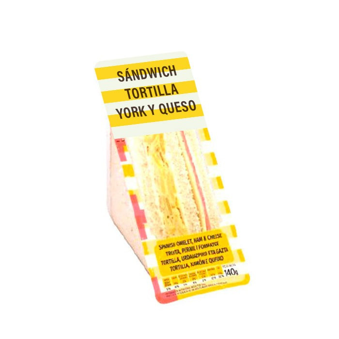 Sandwich à la Tortilla, York et Fromage 140g-Distribución Mayorista