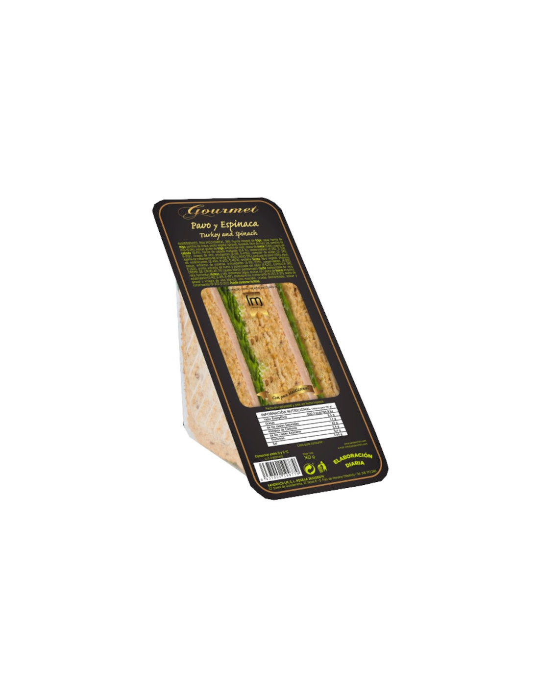 Turkey and Spinach Gourmet Sandwich 160g-Distribución Mayorista
