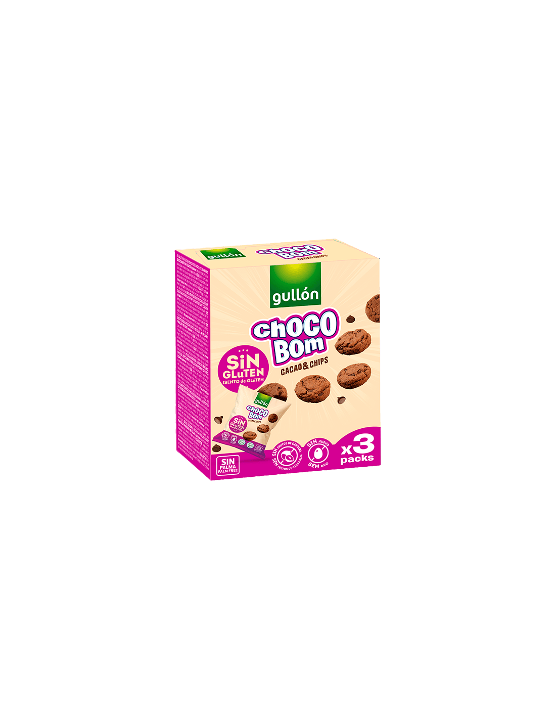 Chocobom Mini Cacao S/G 3 x 40g Gullón - Distribución Mayorista