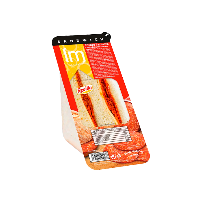 Sandwich Chorizo Pamplona y Queso 130g - Distribución Mayorista