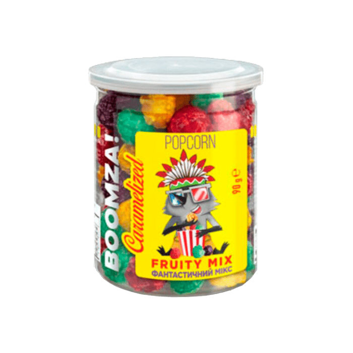 Boomza Popcorn Caramelized Mix Fruits 90g - Distribución Mayorista