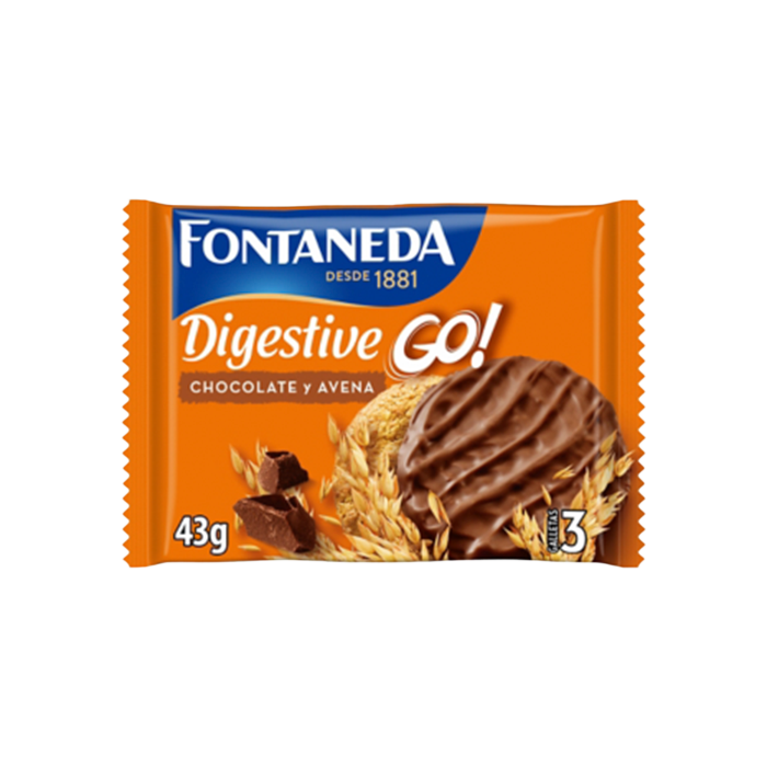 Digestive Go! Chocolate e Aveia 43g Fontaneda - Distribución Mayorista