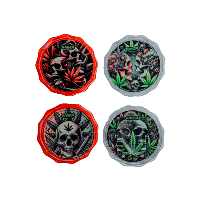 Grinder Crânes 2 Parties 4.5cm Rasta - Distribución Mayorista
