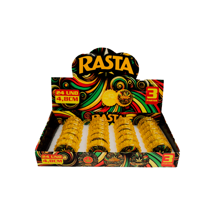 Grinder Psychodelic 3 Parts 4.8cm Rasta - Distribución Mayorista