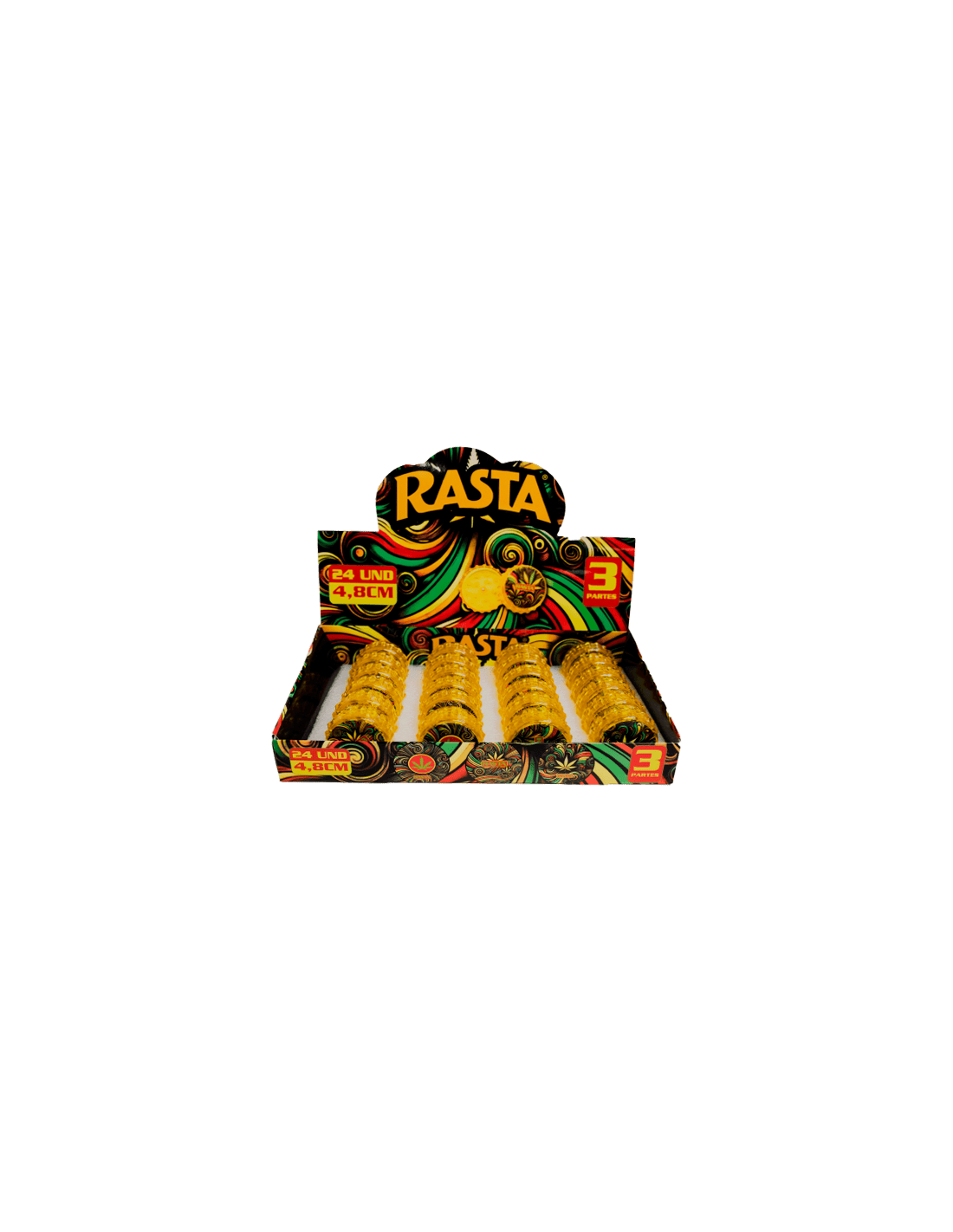 Grinder Psychodelic 3 Parts 4.8cm Rasta - Distribución Mayorista