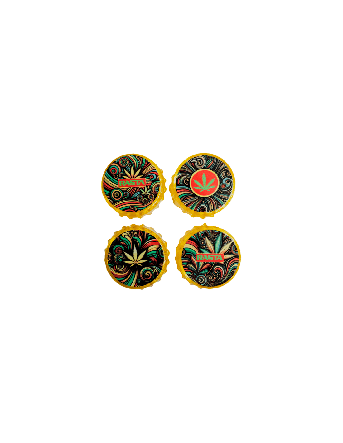 Grinder psychodélique 3 pièces 4.8cm Rasta - Distribución Mayorista