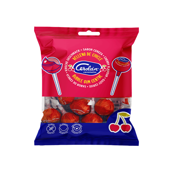 Chupa cereza chicle 15,5g Cerdán caramelos - Distribución Mayorista