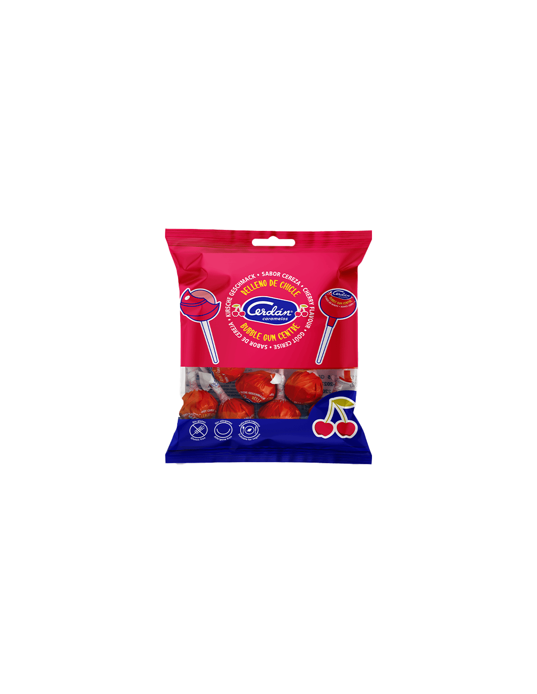 Chupa cereza chicle 15,5g Cerdán caramelos - Distribución Mayorista
