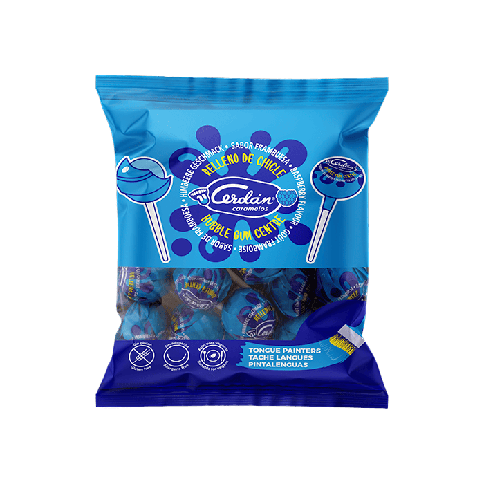 Himbeer-Lutscher mit Kaugummi 15,5g Cerdán Caramelos - Distribución Mayorista