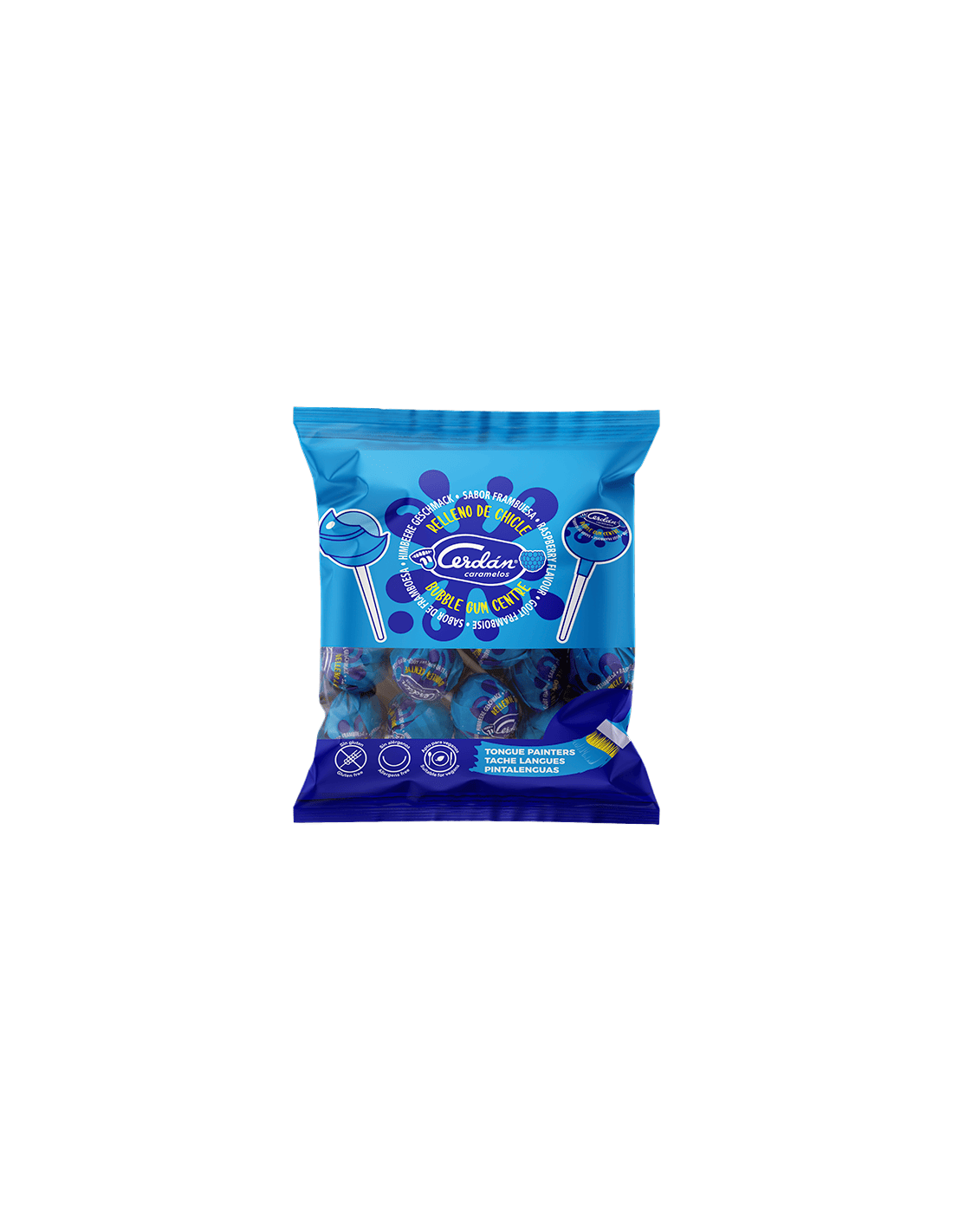 Himbeer-Lutscher mit Kaugummi 15,5g Cerdán Caramelos - Distribución Mayorista
